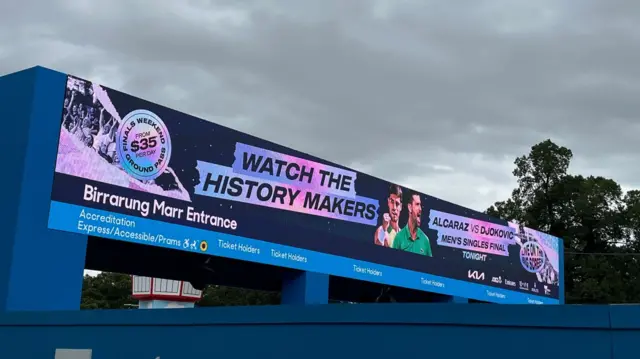 Screen welcoming fans on their way into Melbourne Park