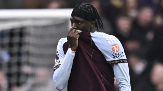 Aston Villa's Tammy Abraham celebrates scoring a goal that was later disallowed