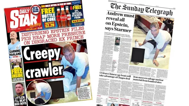 The front pages of the Daily Star and The Sunday Telrgraph