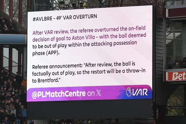 The big screen displays the rusult of a VAR