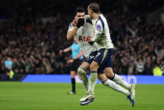Solanke coving his mouth after scoring a goal