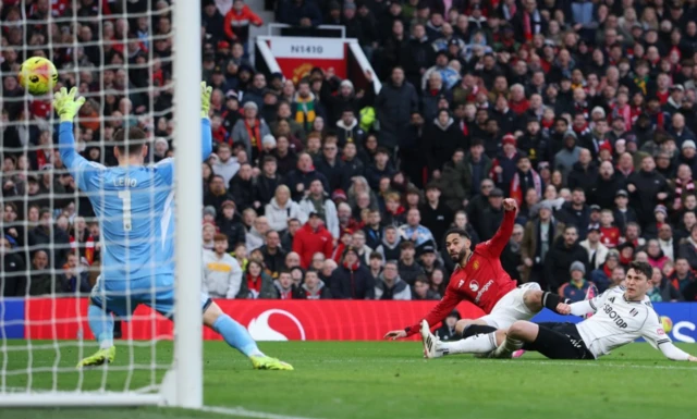 Manchester United's Matheus Cunha scores their second goal