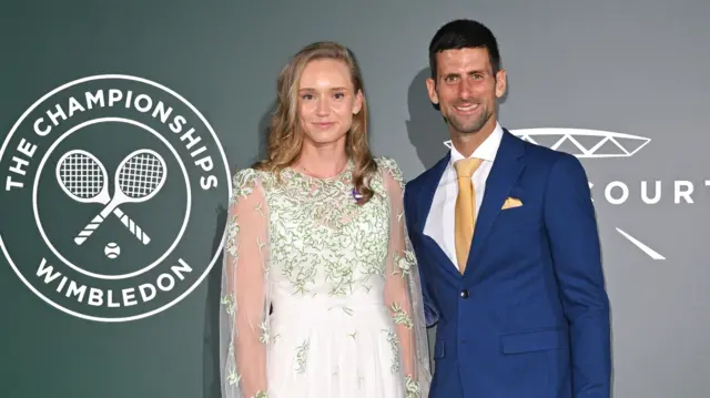 Elena Rybakina and Novak Djokovic attend the champions dinner at Wimbledon in 2022