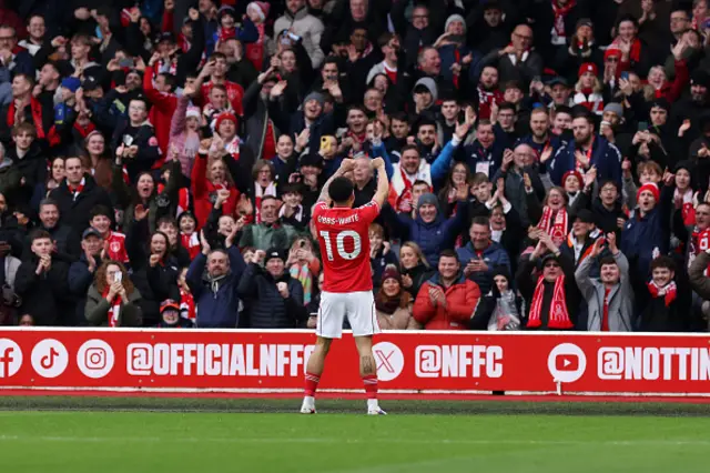 Morgan Gibbs-White of Nottingham Forest celebrates