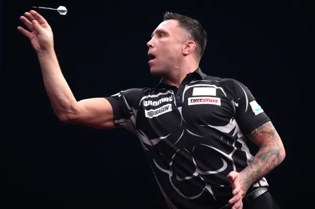 Wales' Gerwyn Price during his match against England's Luke Littler during day four of the Winmau World Masters at Arena MK, Milton Keynes