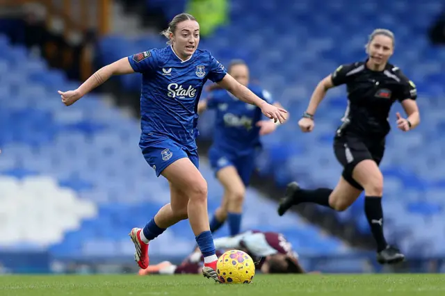 Ornella Vignola of Everton runs with the ball during the Barclays Women's Super League match between Everton and Aston Villa