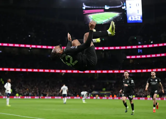 Antoine Semenyo doing a backflip