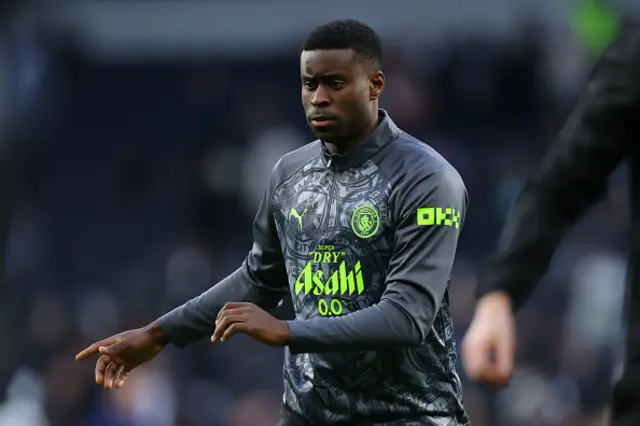 Marc Guehi of Manchester City warms up prior