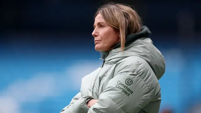 Sonia Bompastor, Manager of Chelsea, looks on