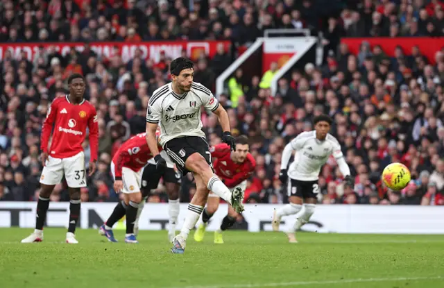 Raul Jimenez of Fulham scores