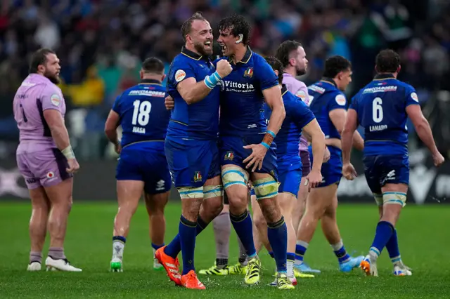 Italy celebrate beating Scotland