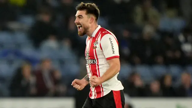 Ryan Manning celebrates for Southampton