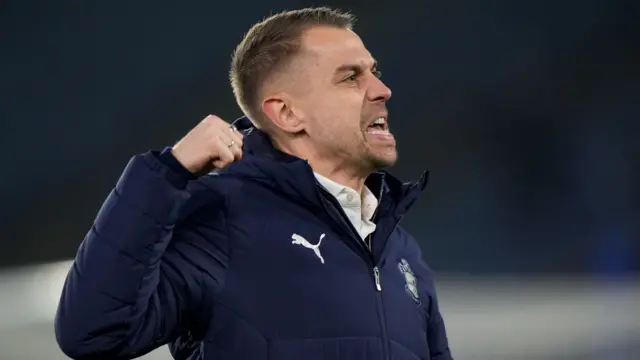 Southampton head coach Tonda Eckert celebrates