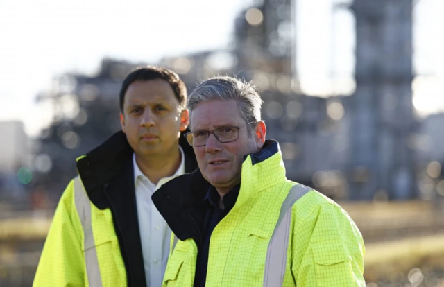 Labour leader Sir Keir Starmer (right) with Scottish Labour leader Anas Sarwar, during a visit to St Fergus Gas Terminal,