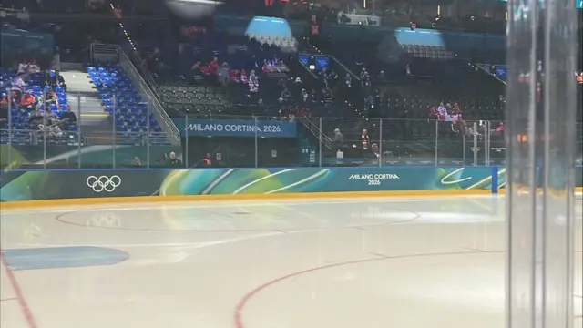 Canada and USA fans at the Milano Santagiulia Ice Hockey Arena