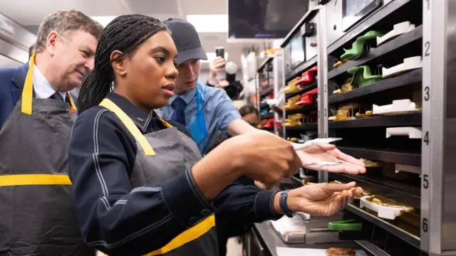 Kemi Badenoch and shadow chancellor Mel Stride visited a McDonald's in north-west London this morning
