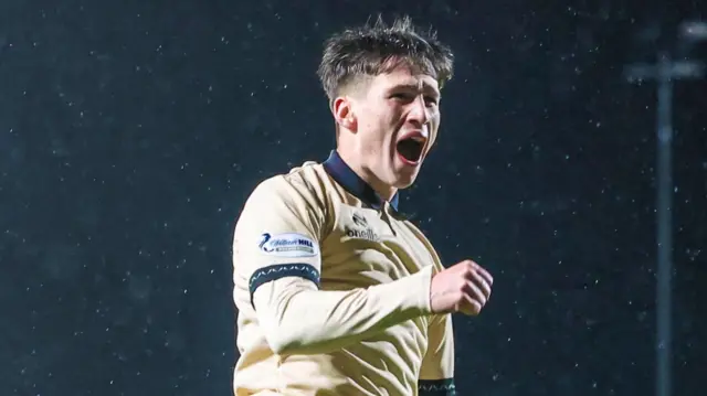 Falkirk's ben Broggio celebrates after scoring to make it 1-0