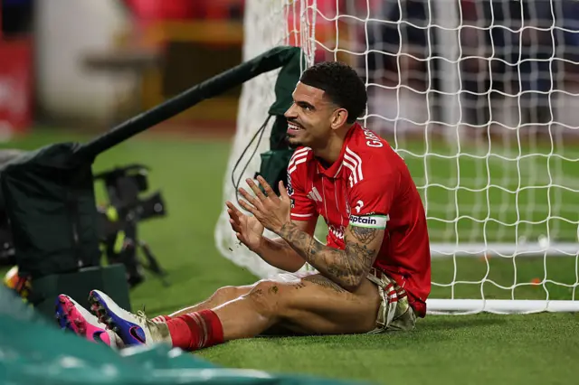 Morgan Gibbs-White reacts after missing a chance