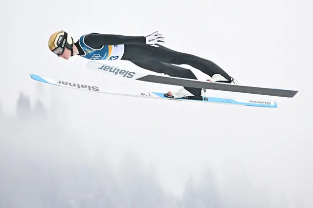 Einar Luraas Oftebro in action during the ski jumping practice round