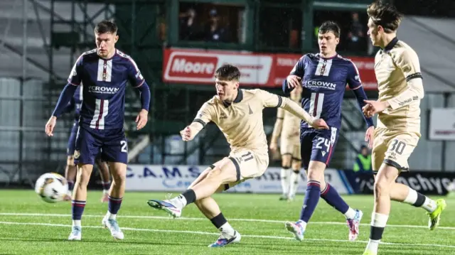 Falkirk's Ben Broggio has a shot on goal