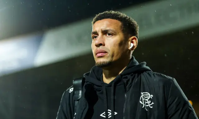 Rangers captain James Tavernier arriving at Fir Park