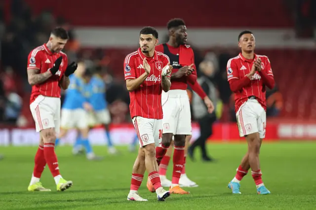 Morgan Gibbs-White applauds the fans