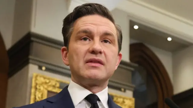 Conservative Party of Canada leader Pierre Poilievre speaks at a press conference