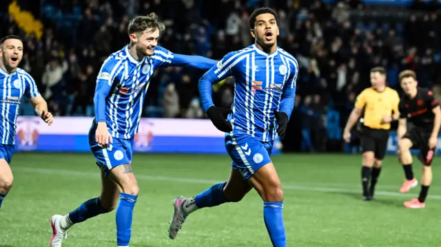 Kilmarnock's Tyreece John-Jules celebrates after scoring to make it 3-2