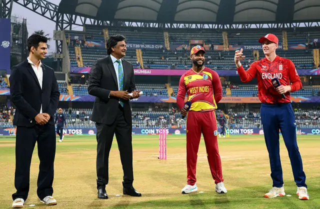 Harry Brook and Shai Hope at the toss