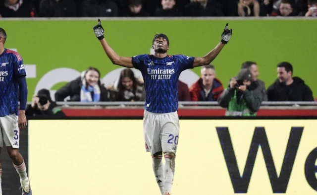 Arsenal's Noni Madueke celebrates