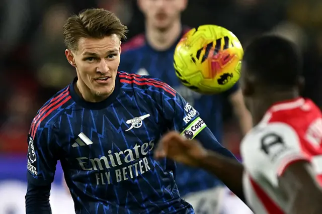 Martin Odegaard focuses on the ball