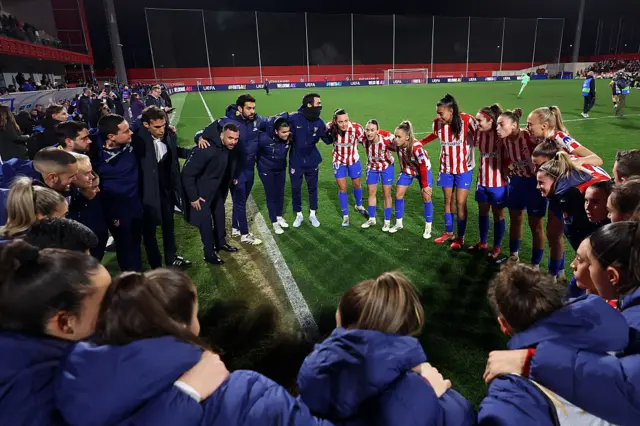 Atletico de Madrid team huddle