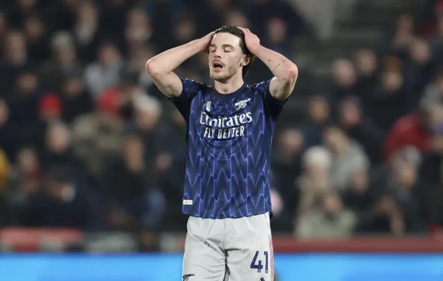 Declan Rice reacts