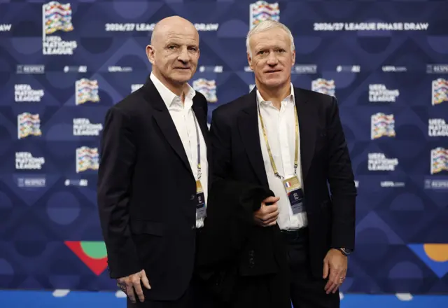 France coach Didier Deschamps and assistant coach Guy Stephan