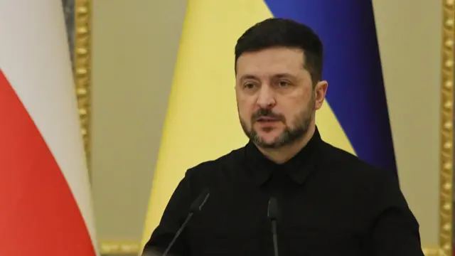 Volodymyr Zelensky at a press conference