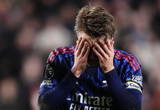 Arsenal's Martin Odegaard reacts