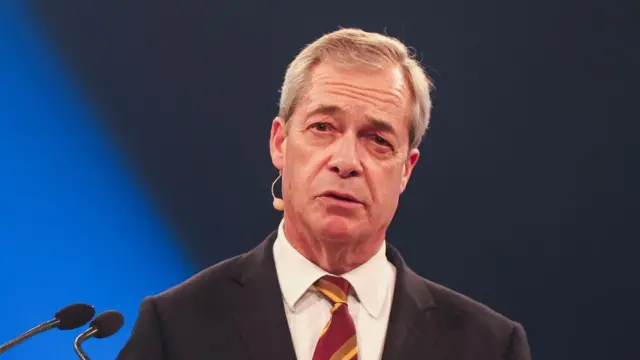 A file photo Farage giving a speech on stage