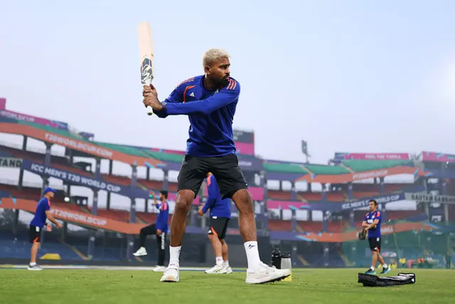 Hardik Pandya of India during an ICC Men's T20 World Cup India & Sri Lanka 2026 net session