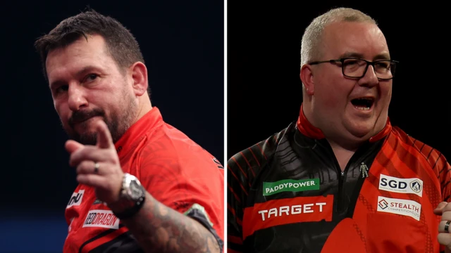 Split picture of Jonny Clayton and Stephen Bunting