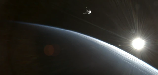 The spacecraft in space