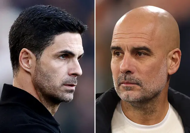 A split picture of Mikel Arteta and Pep Guardiola