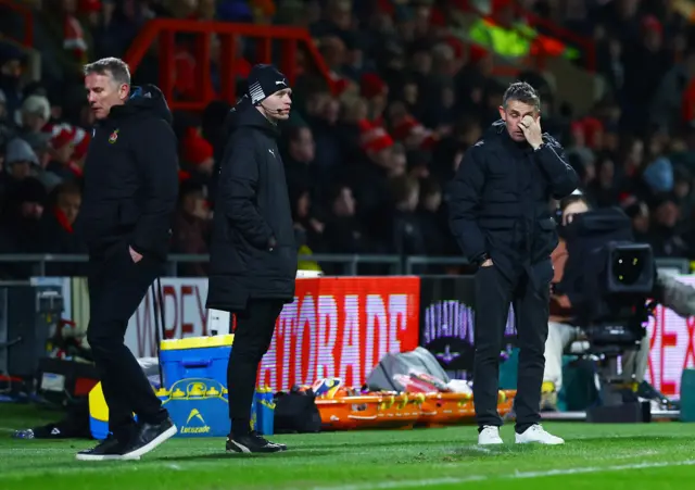 Ipswich manager Kieran McKenna looks dejected
