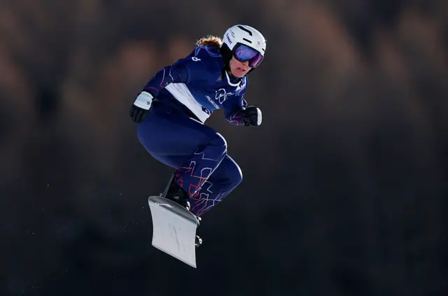 Charlotte Bankes takes a jump during her first seeding run