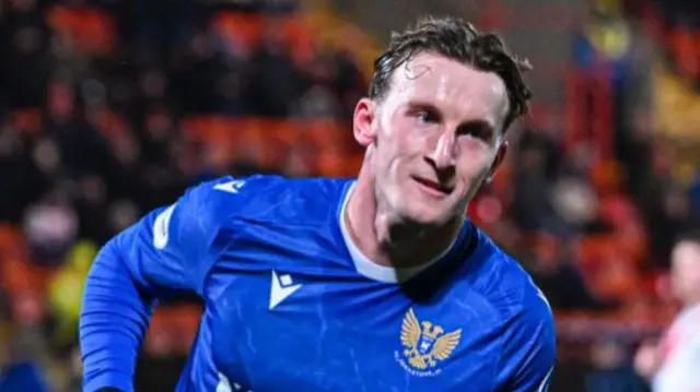 Ruari Paton celebrates after scoring for St Johnstone against Airdrieonians