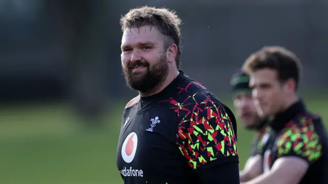 Tomas Francis in training with Wales