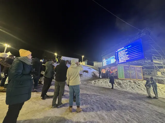 Fans on hill at cortina sliding centre