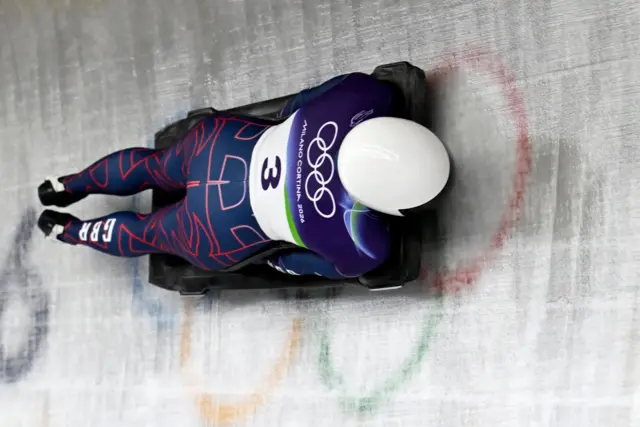 Tabitha Stoecker of Great Britain competes in the Women's event of the Skeleton competitions at the Milano Cortina 2026 Winter Olympic Games, in Cortina d'Ampezzo, Italy