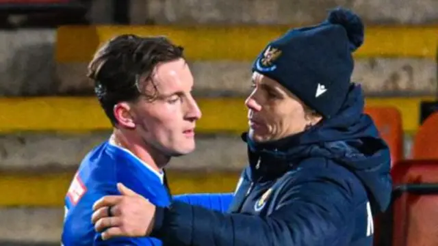 St Johnstone forward Ruari Paton with manager Simo Valakari