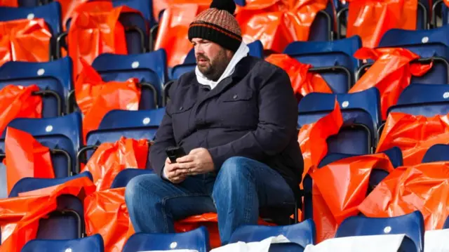 A Dundee United supporter at The Falkirk Stadium