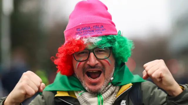 An Italy fan at the ground